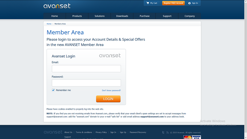 Log into your avanset.com account